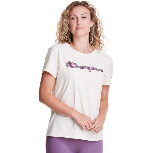 CHAMPION Crew Neck Short Sleeve Graphic T-Shirt In Natural XS - Picture 1 of 3